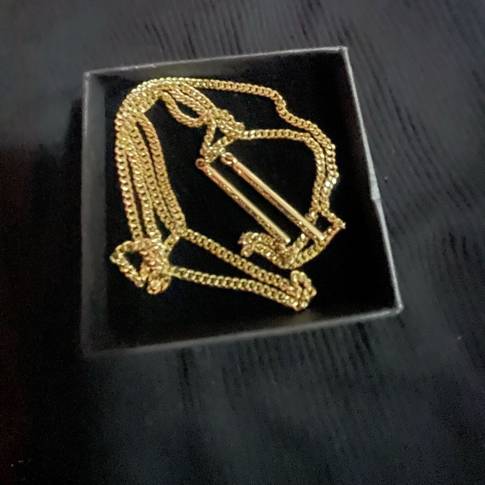 Michael Kors 32" Double Matchstick Necklace Gold Tone Adjustable Chain Tie